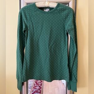Y2K Aerie Green Polkadot Henley Long Sleeve Top